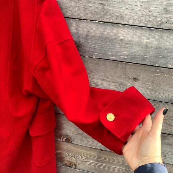 Chanel Women Cashmere/Silk Long Red Coat Coco Chanel Peacoat From France - Picture 4 of 14